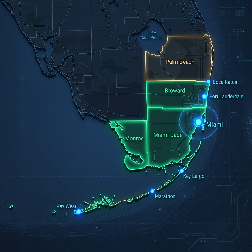 South Florida Active Service Range Map